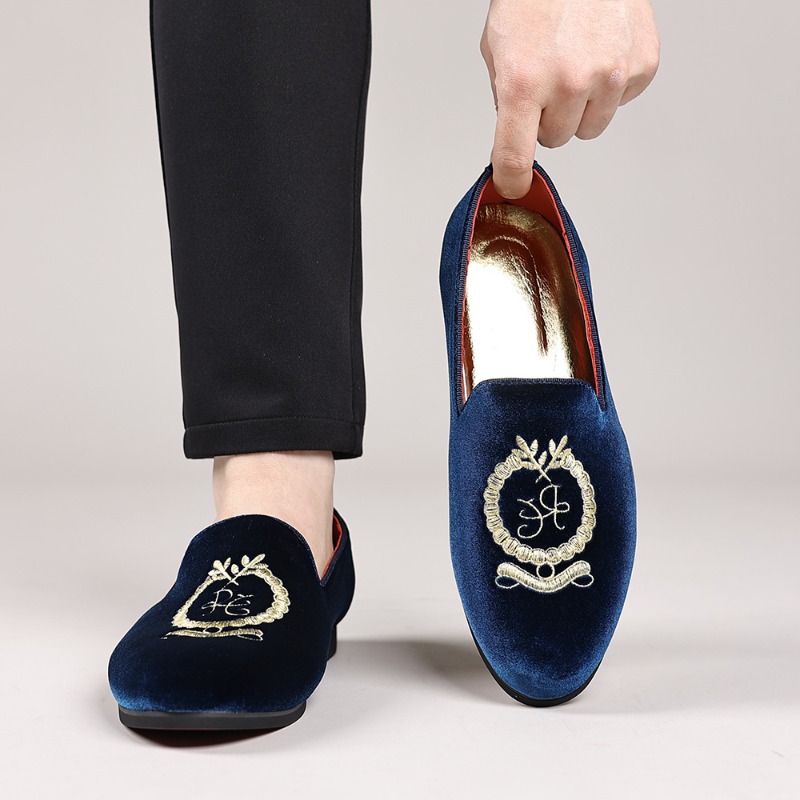 Men'S Shoes Hugo Boss - Luxury Designer Loafers Suede Leather Embroidery