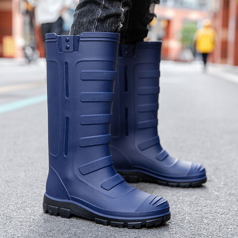 Men Shoes Online - Waterproof Fleece-lined Warm Long Rain Boots