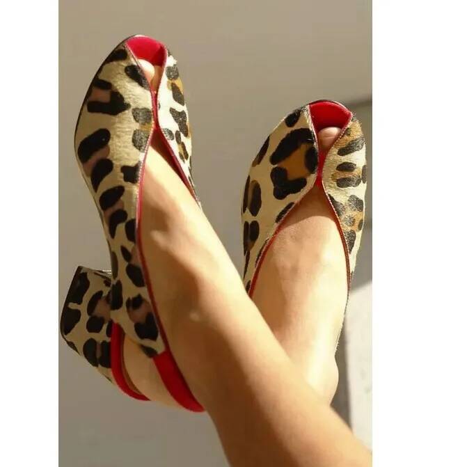 Leopard Print Peep Toe Slingba - Men Shoes Office ulasan dan harga