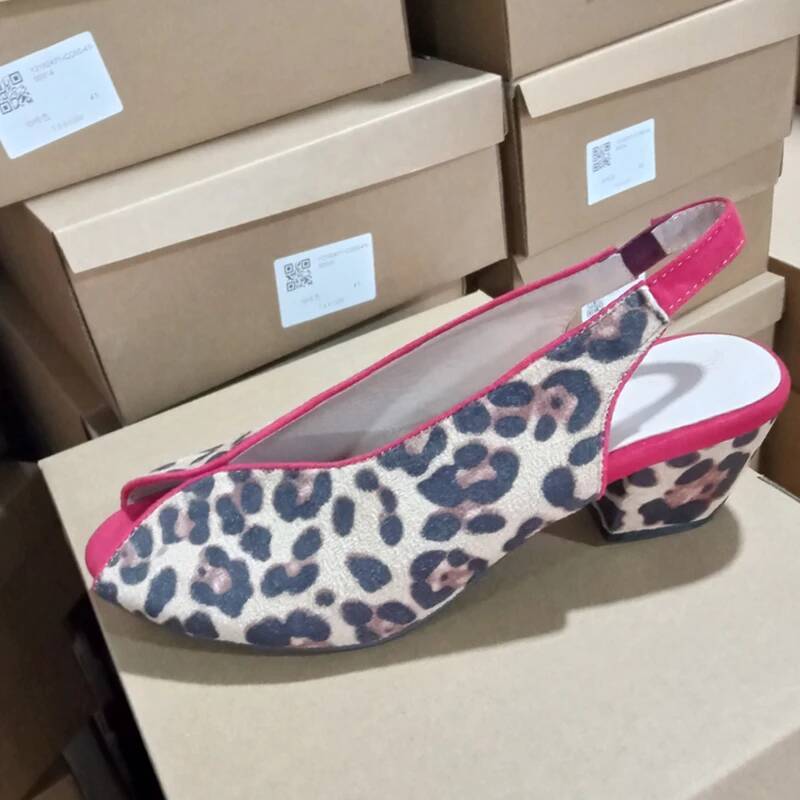 Leopard Print Peep Toe Slingba - Men Shoes Office ulasan dan harga