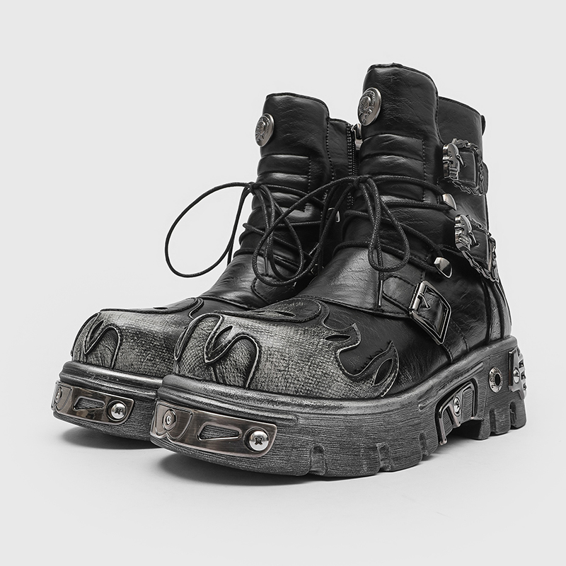 Punk Style Retro Cool Skull Fl - Men'S Shoes Increase Height ulasan dan harga