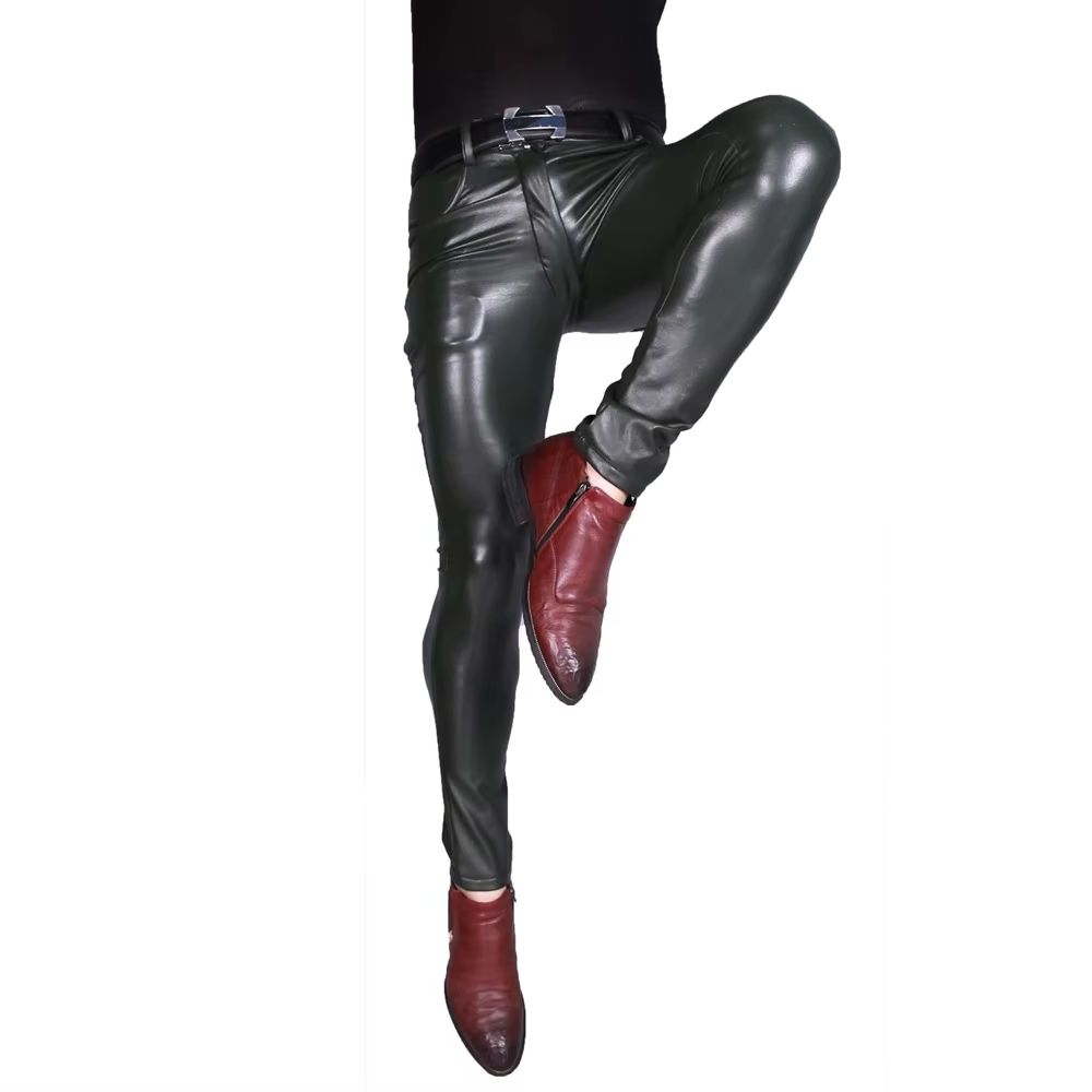 Mens Punk PU Faux Leather Trou - Men'S Shoes For Jeans ulasan dan harga