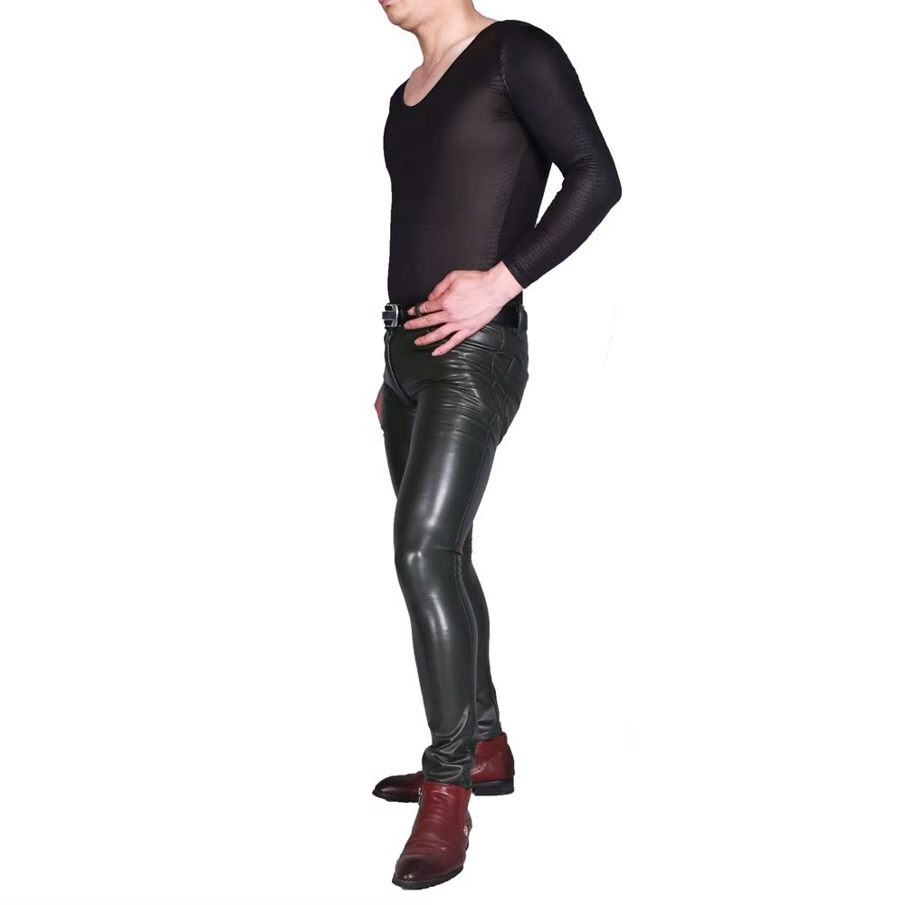 Mens Punk PU Faux Leather Trou - Men'S Shoes For Jeans ulasan dan harga