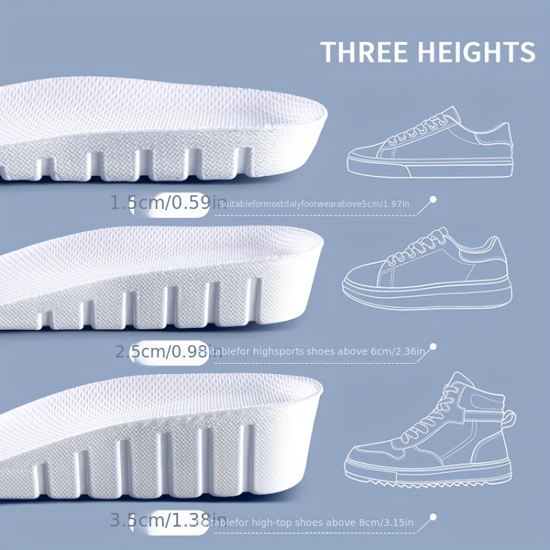 1 Pair New 1.5-3.5cm White Inv - Men Shoes Size Chart ulasan dan harga