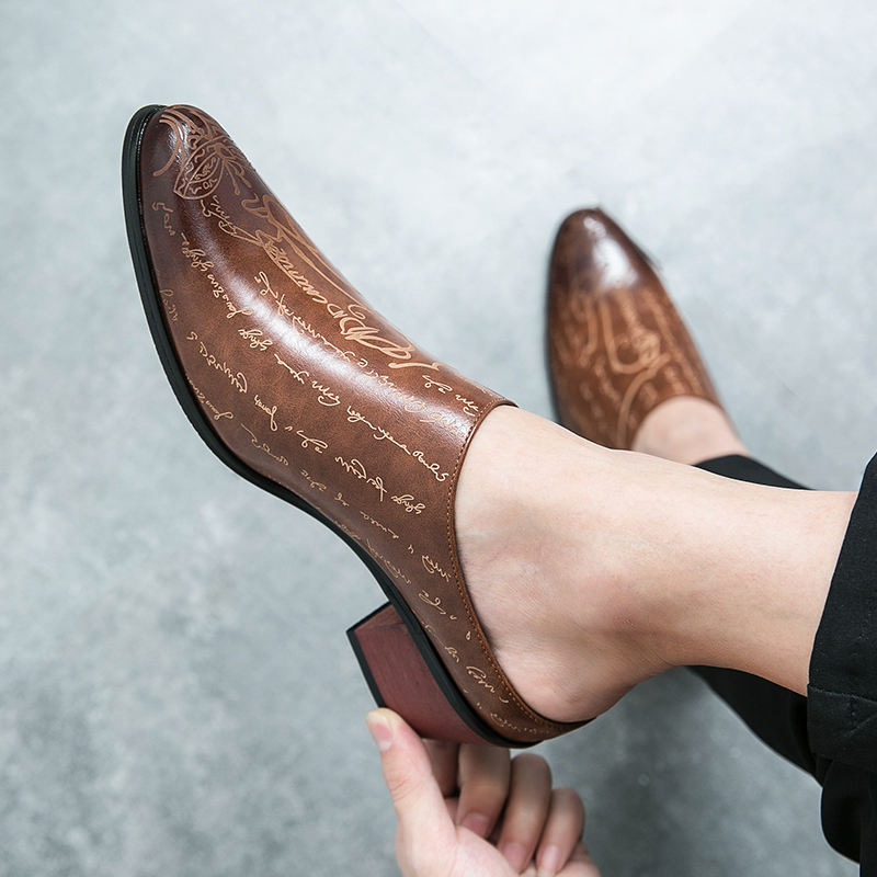Men Brown Leather Mules Slippe - Men Shoes Office ulasan dan harga