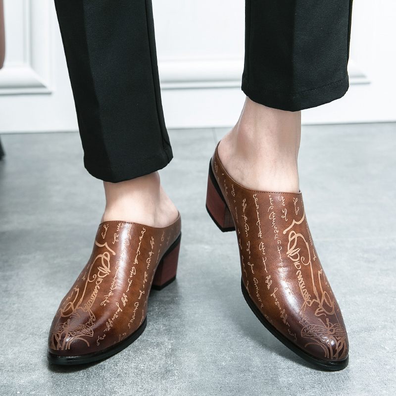 Men Brown Leather Mules Slippe - Men Shoes Office ulasan dan harga