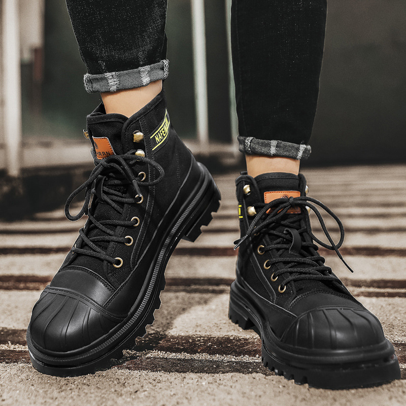 Mens Canvas Boots Fashion High - Men Shoes Office ulasan dan harga