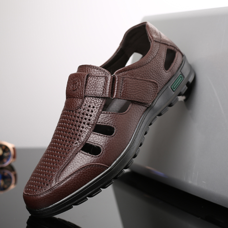 Men's Genuine Leather Sandals  - Men Shoes Eu To Us ulasan dan harga