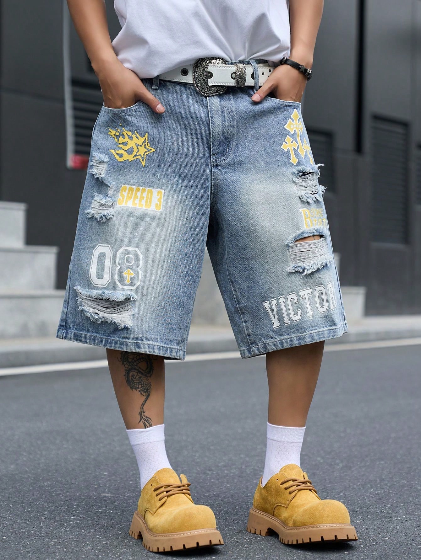 Men's Loose Fit Denim Bermuda  - Men'S Shoes For Jeans ulasan dan harga