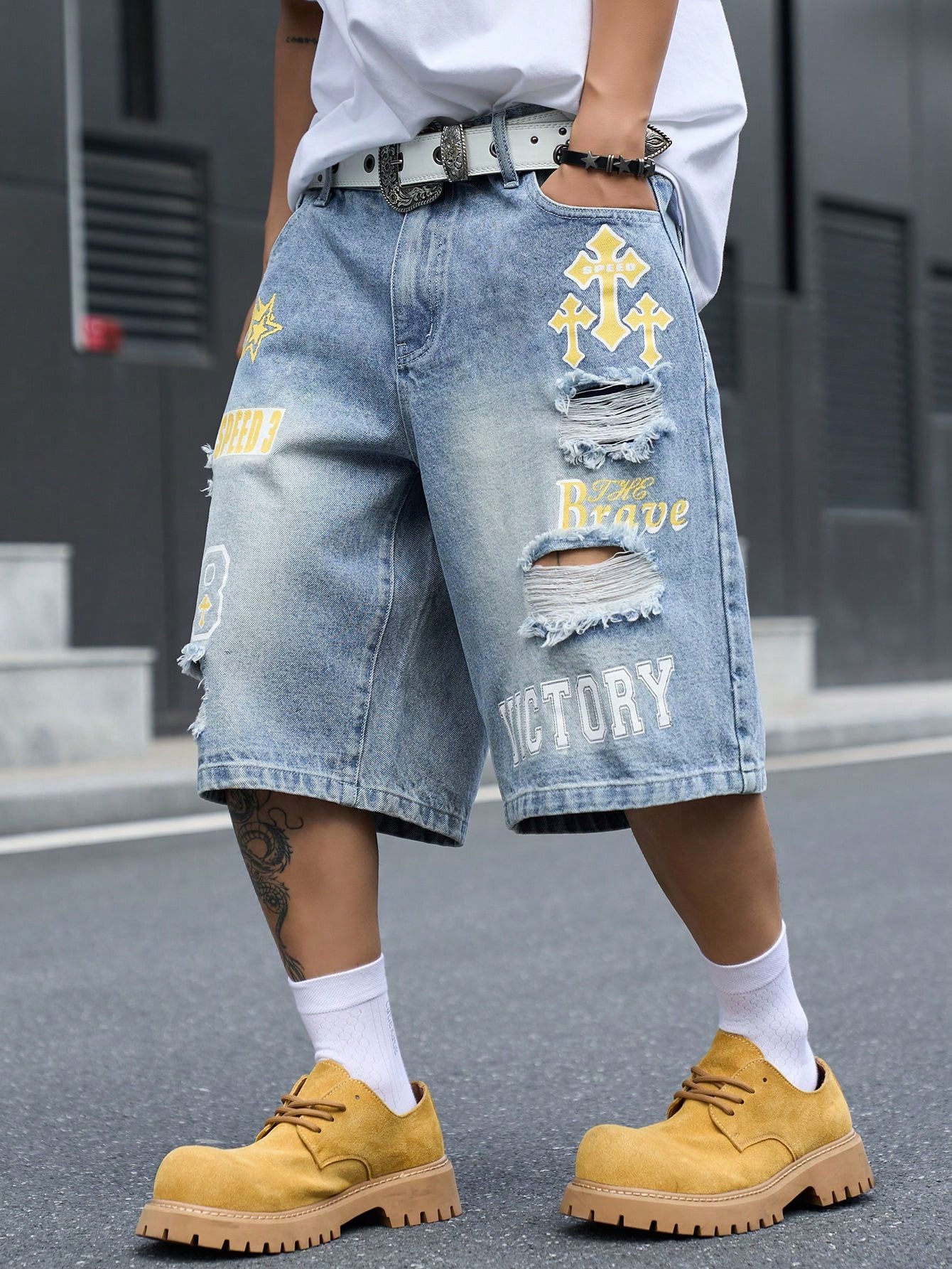 Men's Loose Fit Denim Bermuda  - Men'S Shoes For Jeans ulasan dan harga